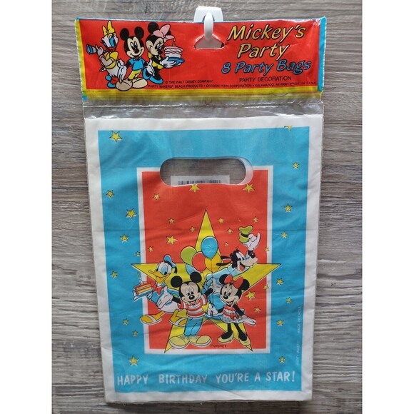Micky Mouse Disney Happy Birthday You're A Star Loot bags Vintage - Picture 1 of 2